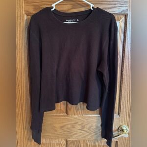 Abercrombie & Fitch Brown Long Sleeve Waffle Tee